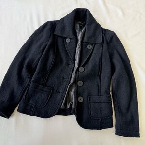 Kopa Womens Jacket Coat Pockets Button Down Longsleeve Wool Black Casual Small S